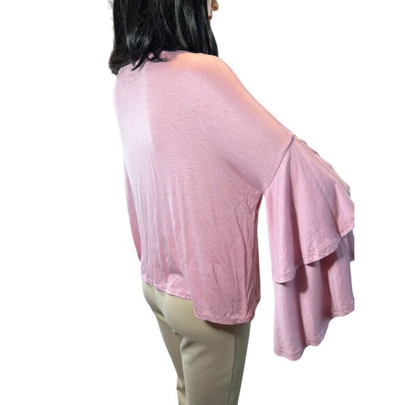 (5 for $25) Gaze Tiered Bell Sleeve Lightweight Top in Baby Pink Size XS NWT‎ - Picture 7 of 8